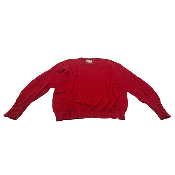 9-24 TURNBULL & ASSER Men's Sweater Cable-Knit Red Large